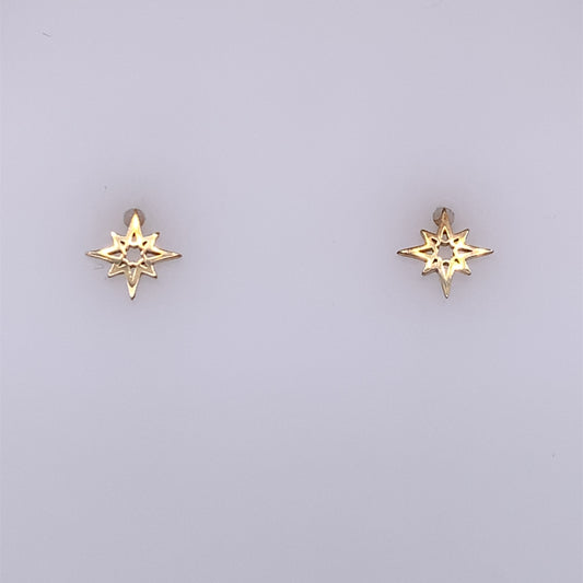9ct Gold Open Star Stud Earrings