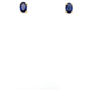 9ct Gold Blue Oval Birthstone Stud Earrings