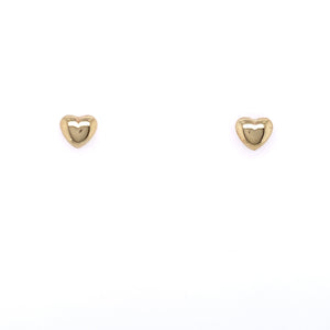 9ct Gold Puffed Heart Stud Earrings