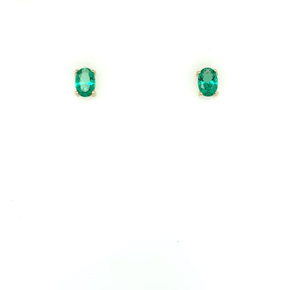 9ct Gold Green Oval Birthstone Stud Earrings GEE70