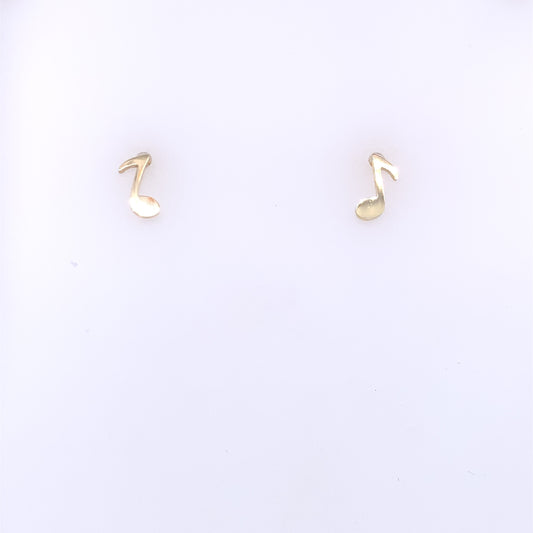 9ct Gold Music Note Stud Earrings