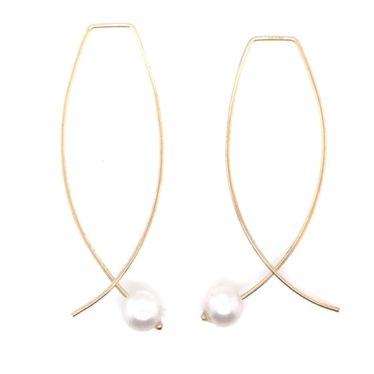 9ct Gold Pull-through Pearl Hook Earrings GEP366