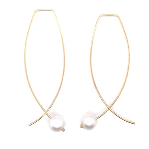 9ct Gold Pull-through Pearl Hook Earrings GEP353