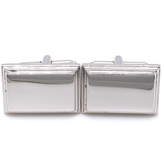 Sterling Silver Tiered Rectangular Cufflinks GL1192