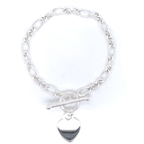 Sterling Silver Engravable Heart T-Bar Bracelet