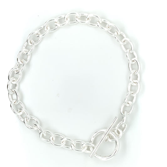 Sterling Silver Rolo T-Bar Bracelet GL1339