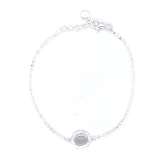 Sterling Silver Engravable CZ Disc Bracelet