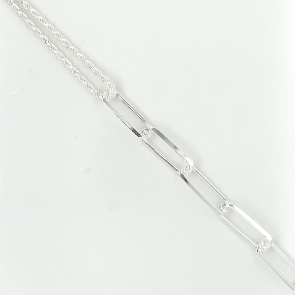 Sterling Silver Oval Links Double Rope Bracelet