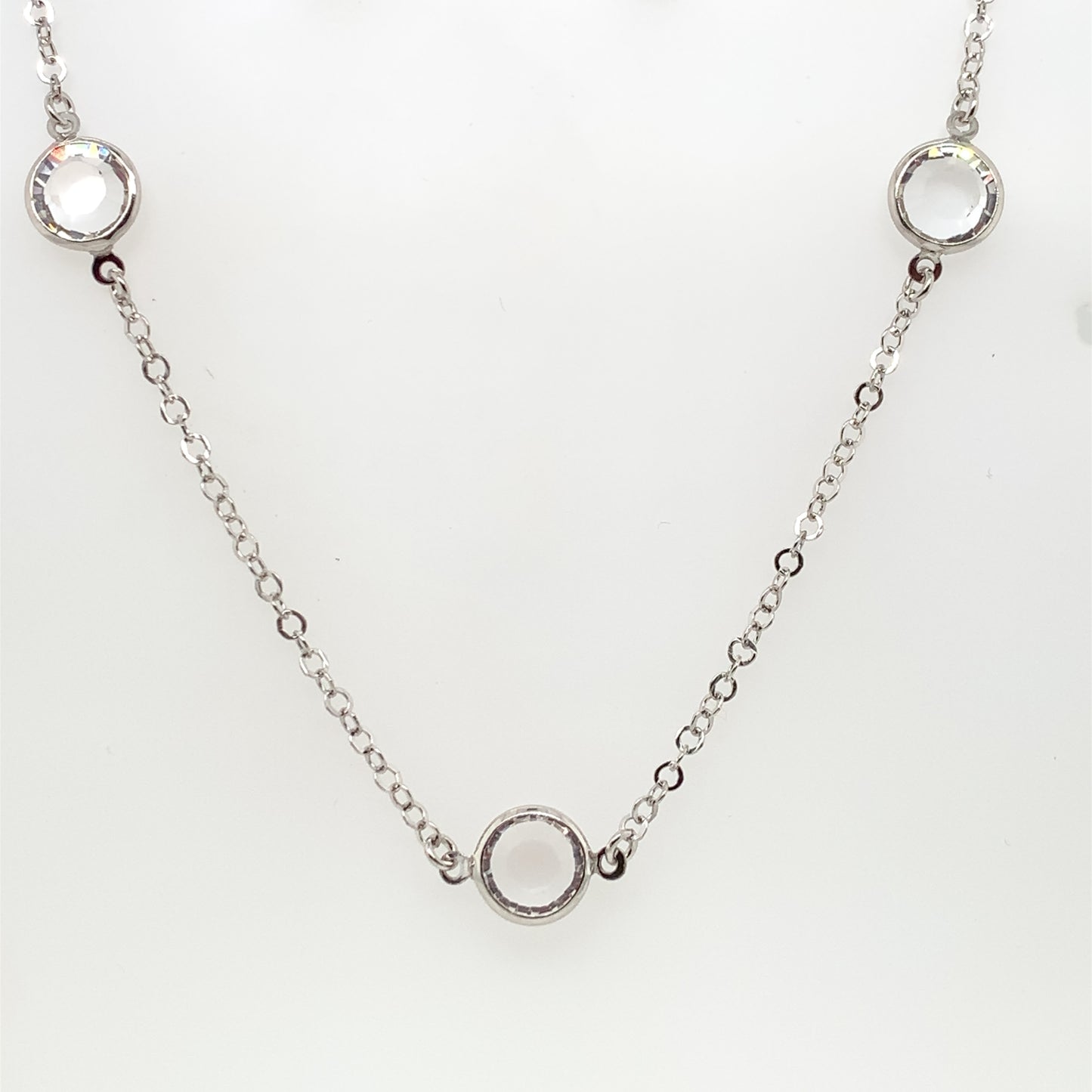 Sterling Silver Long CZ Chain 40 inch