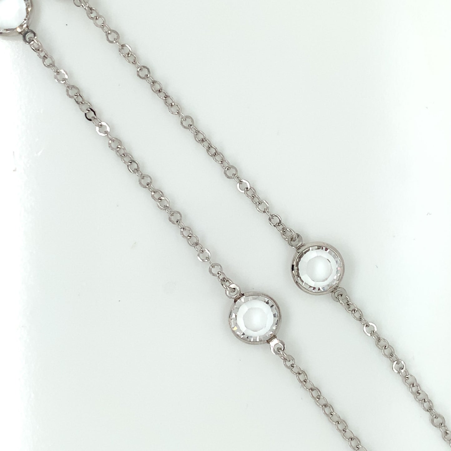 Sterling Silver Long CZ Chain 40 inch