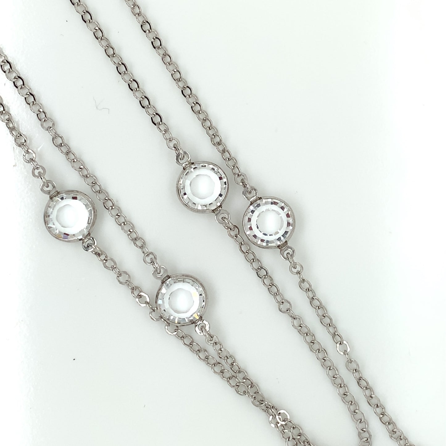 Sterling Silver Long CZ Chain 40 inch