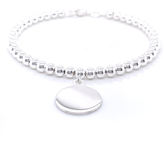 Sterling Silver Engravable Disc Ball Bracelet GL688