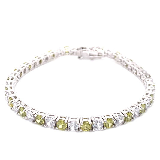 Sterling Silver Peridot CZ Tennis Bracelet GL696PD