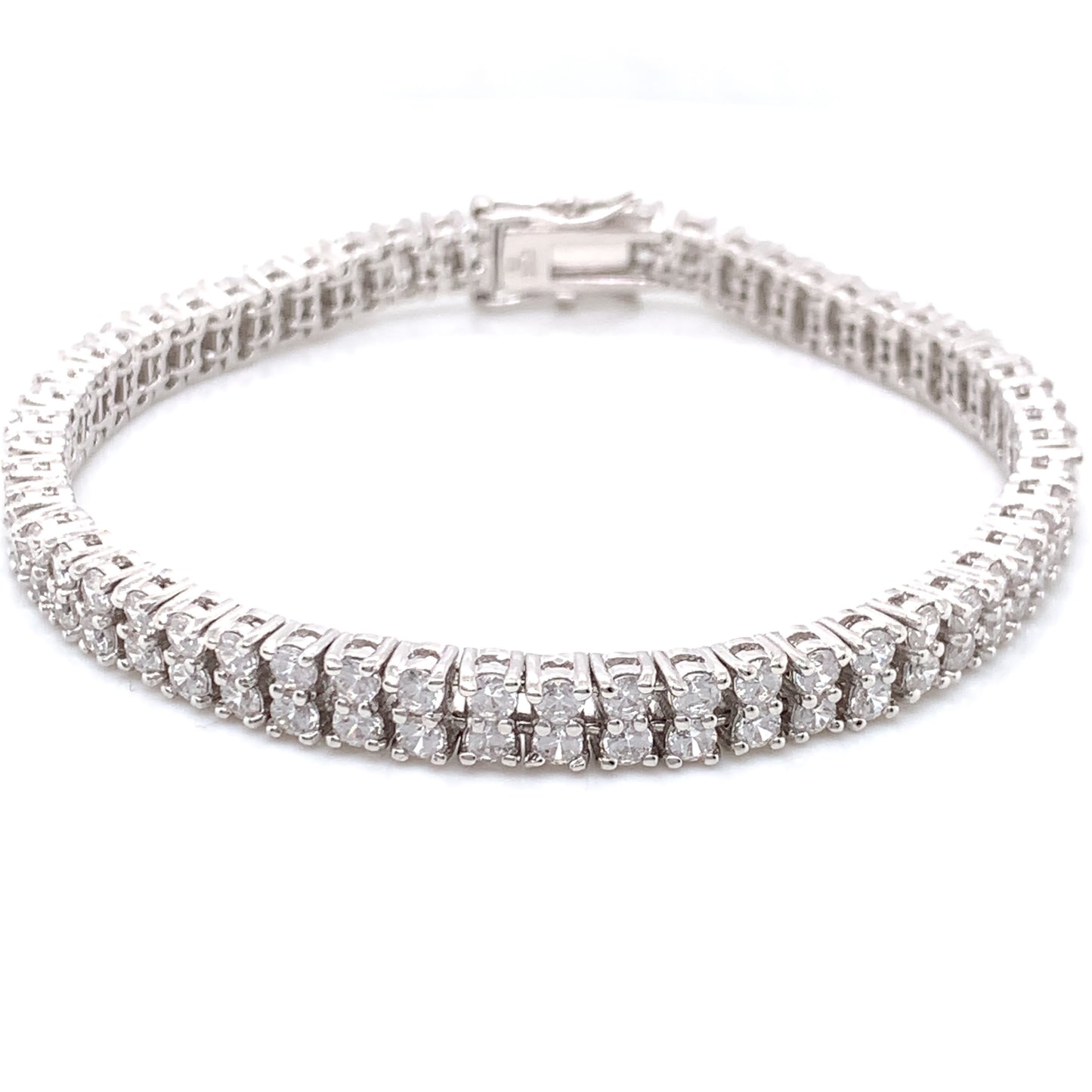 Sterling Silver CZ Double Row Tennis Line Bracelet GL952