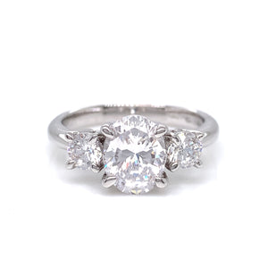 Sterling Silver CZ Oval Trilogy Ring