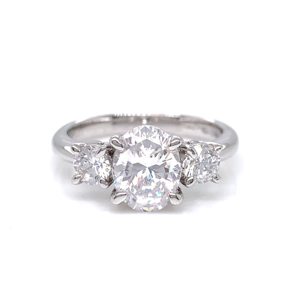 Sterling Silver CZ Oval Trilogy Ring RSE051