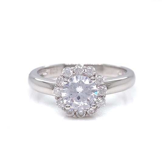 Sterling Silver CZ Halo Ring