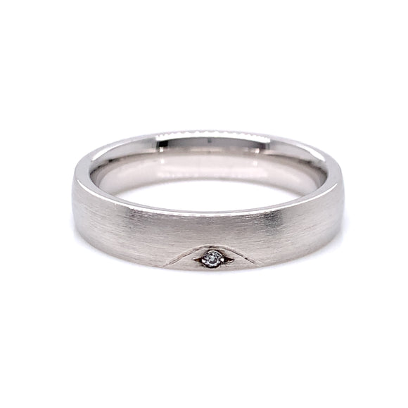 Sterling Silver Ladies 4mm CZ Matte Band Ring