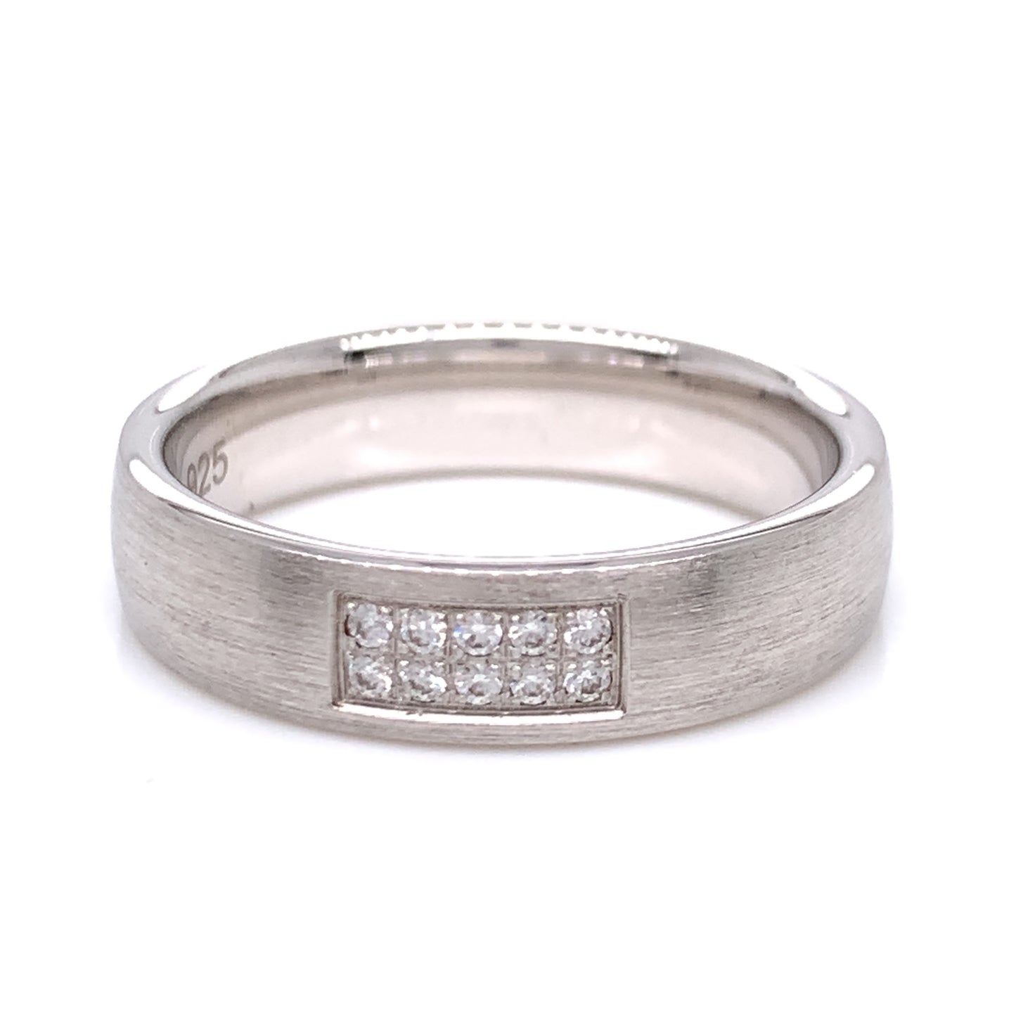 Sterling Silver Ladies 5mm CZ Matte Band Ring RSW003