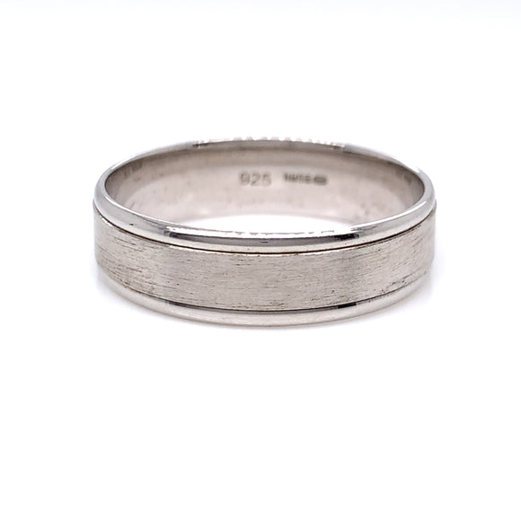Sterling Silver Mens 6mm Double Line Matte Band Ring