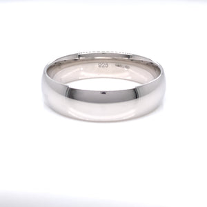 Sterling Silver Mens 6mm Court Polished Band Ring