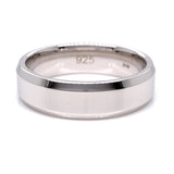 Sterling Silver Mens 6mm Bevelled Edge Polished Band Ring