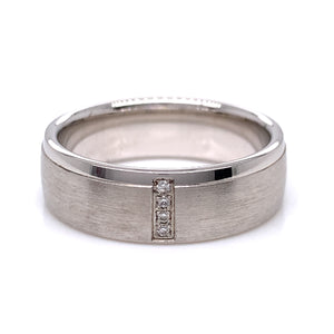 Sterling Silver Ladies 6mm CZ Line Matte Band Ring