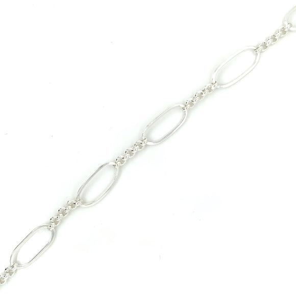 Sterling Silver Ovals Bracelet 20cm