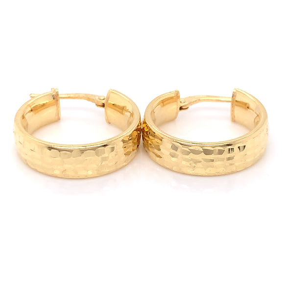 Sterling Silver 18ct Gold Classic Hammered Hoop Earrings