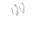 Sterling Silver Halo CZ Hook Drop Earrings