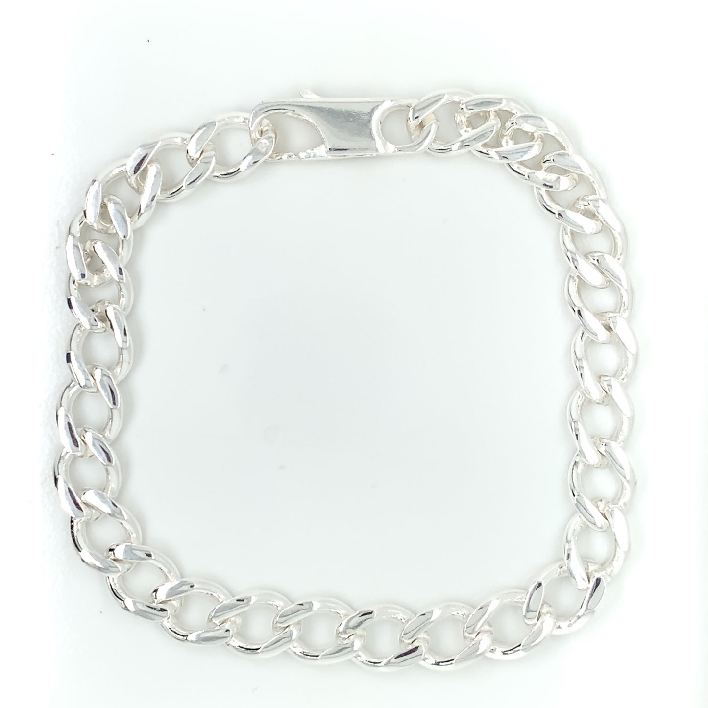 Sterling Silver Men's 7.5mm Open Curb Bracelet 8.5 inch