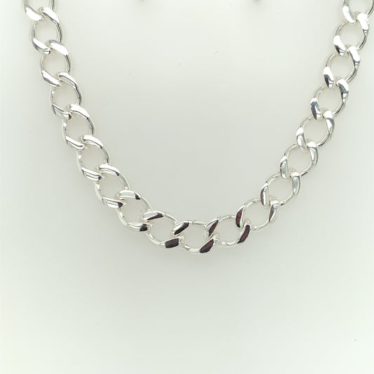 Sterling Silver Men's 20 inch 7.5mm Open Curb Chain