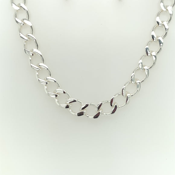 Sterling Silver Men's 20 inch 7.5mm Open Curb Chain