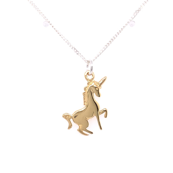 Sterling Silver Gold Plated Unicorn Pendant