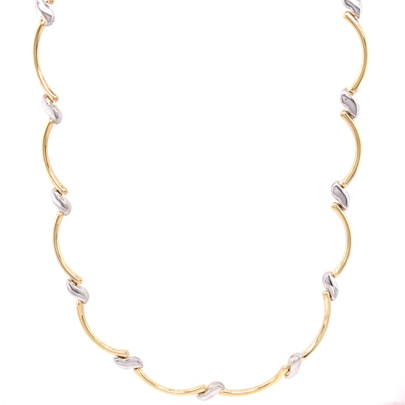 9ct Gold Two-tone Curved Bar Necklet