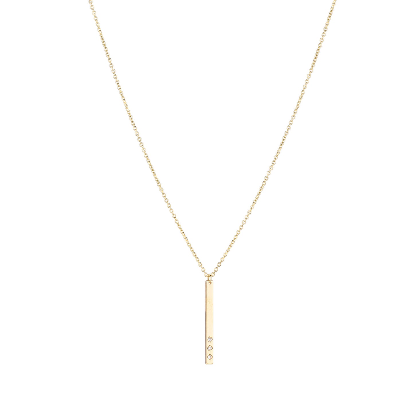 9ct Gold CZ Bar Pendant