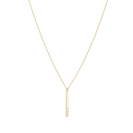 9ct Gold CZ Bar Pendant