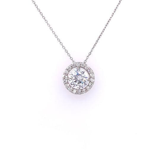 9ct White Gold 9mm CZ Halo Pendant WPZ036