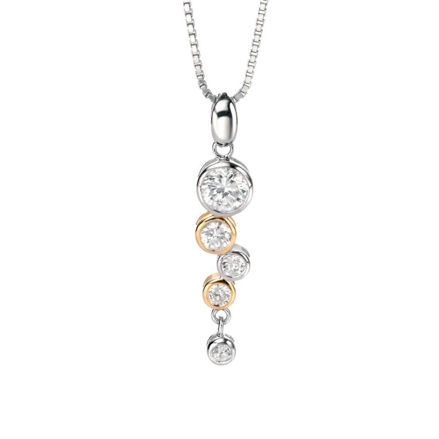 Fiorelli Silver Bubble Drop CZ Pendant  (P3457C)