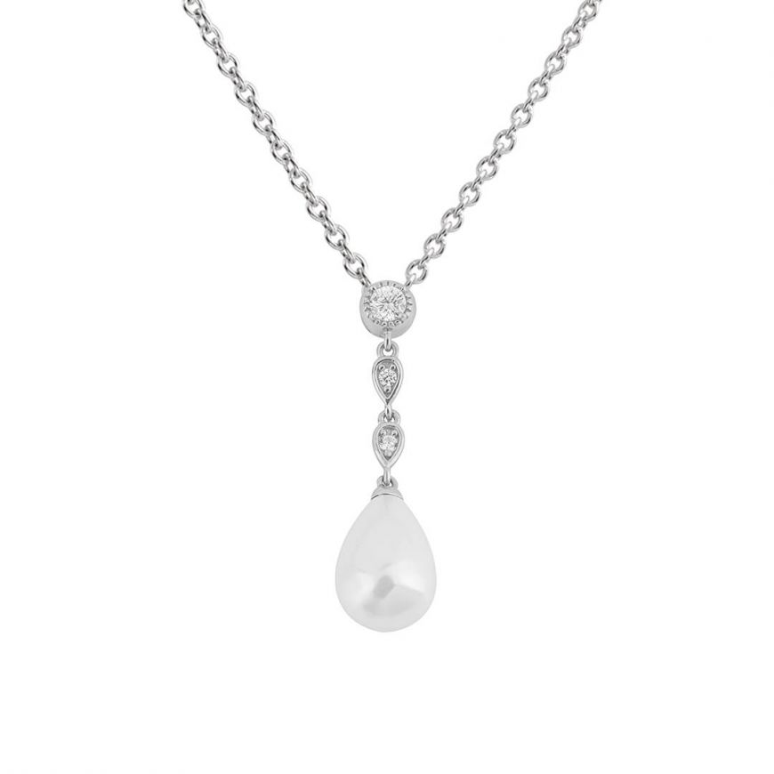 Diamonfire Shell Pearl Zirconia Drop Pendant (P5114)