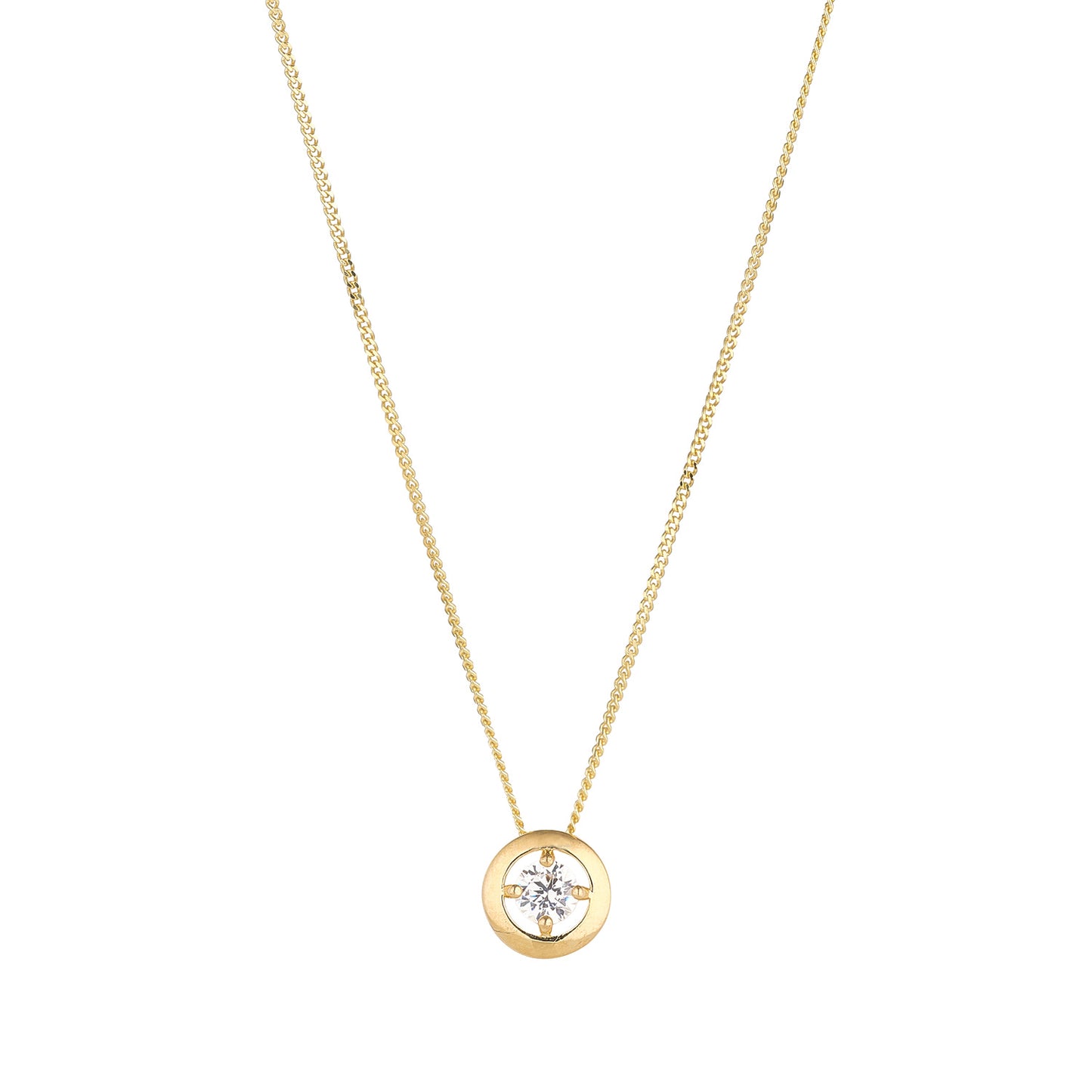 9ct Gold CZ Solitaire Slider Pendant