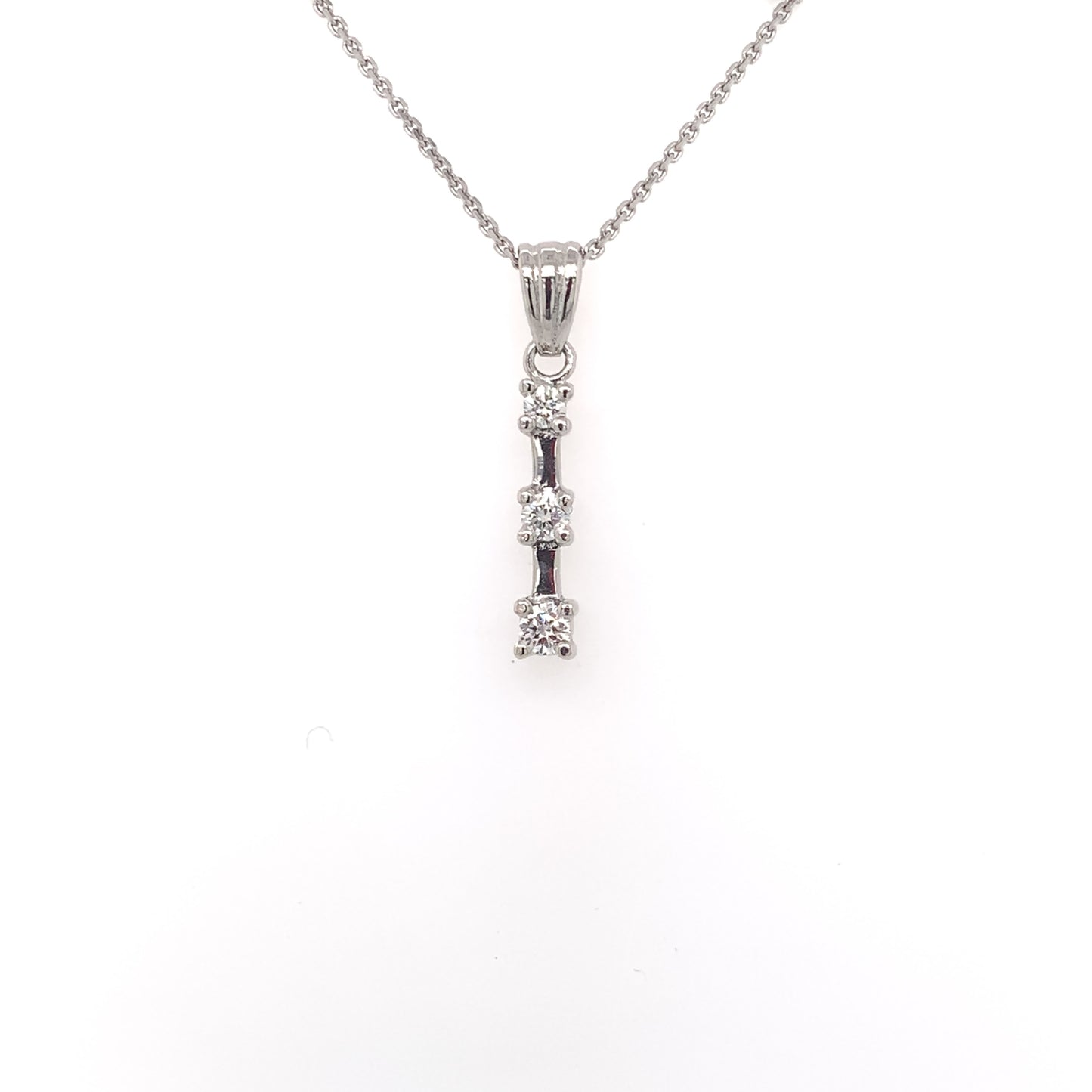 18ct White Gold Diamond Trilogy Pendant