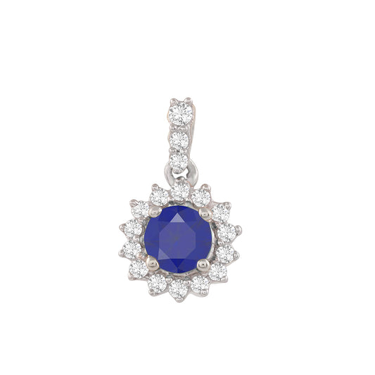 14ct White Gold 585 Real Sapphire Diamond Pendant GPS70