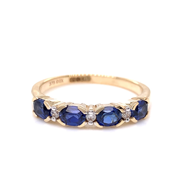 9ct Gold Created Sapphire & CZ Eternity Ring GRS244