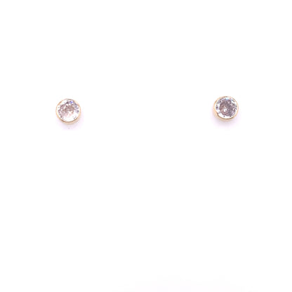 9ct Gold 4mm CZ Rubover Stud Earrings GEZ782