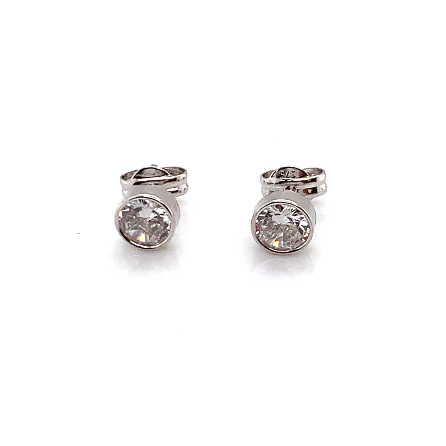 9ct White Gold 5mm Bezel CZ Stud  Earrings 132313WZ