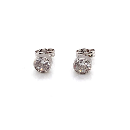 9ct White Gold 5mm Bezel CZ Stud  Earrings WEZ080