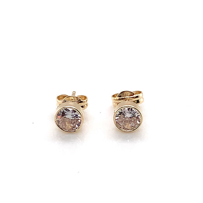 9ct Gold 5mm CZ Rubover Stud Earrings GEZ785