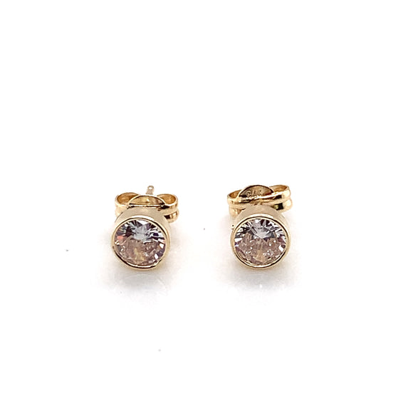 9ct Gold 5mm CZ Rubover Stud Earrings
