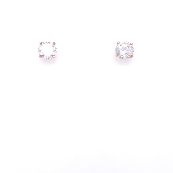 9ct Gold 6mm CZ 4-Claw Stud Earrings GEZ599
